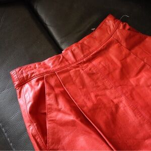 Chic Red Leather Skirt